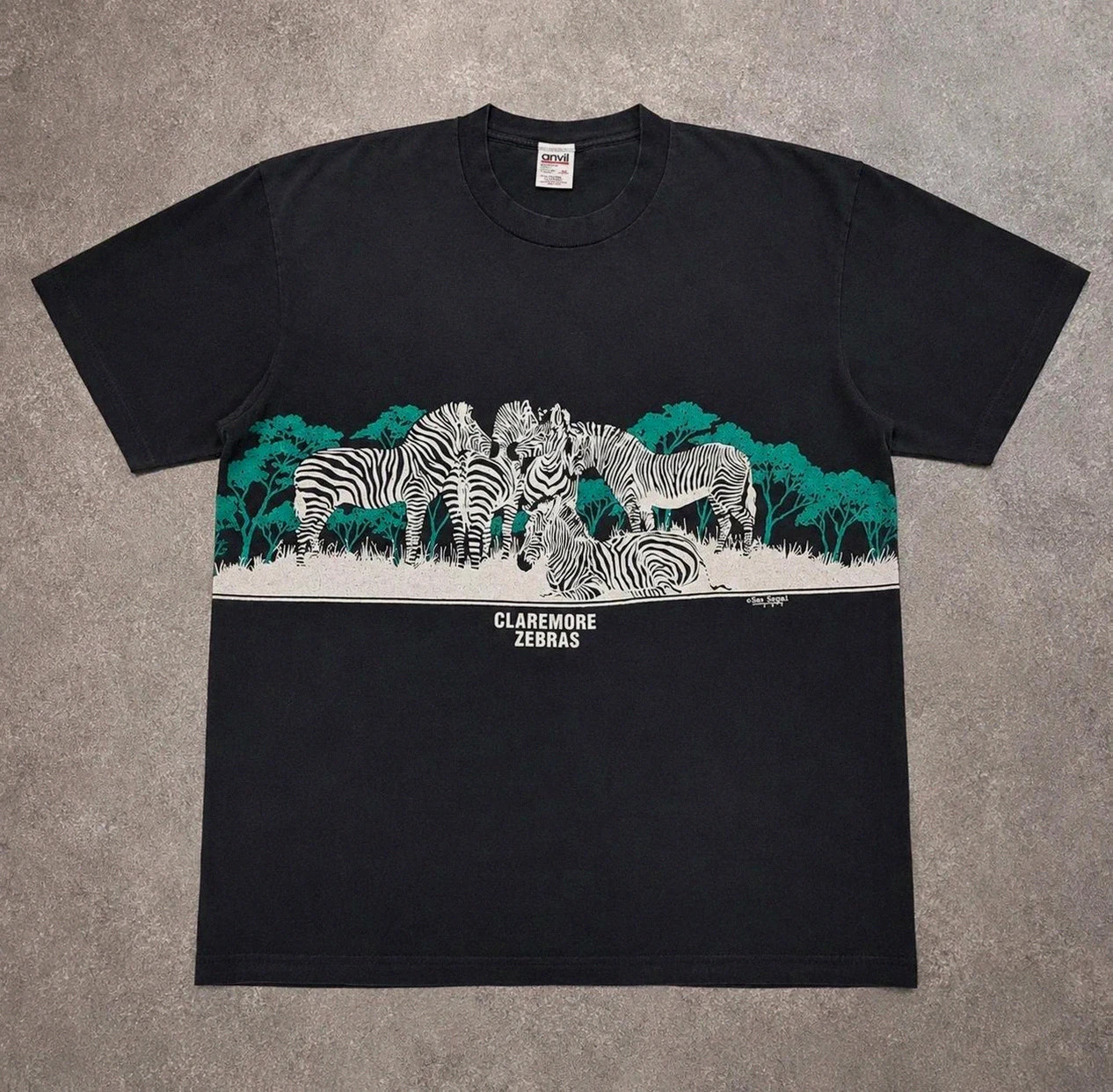 Vintage 1991 San Segal Claremore Zebras T-Shirt Single Stitch Made in Usa Xl – Anvil – taille XL