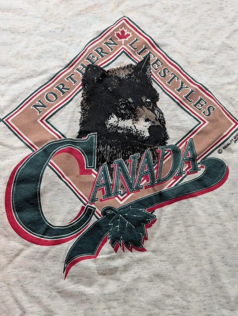 T-shirt Vintage Northern Lifestyles Canada Loup Single Stitch Made in Canada Homme Taille L – Vintage Dressing – taille L 3
