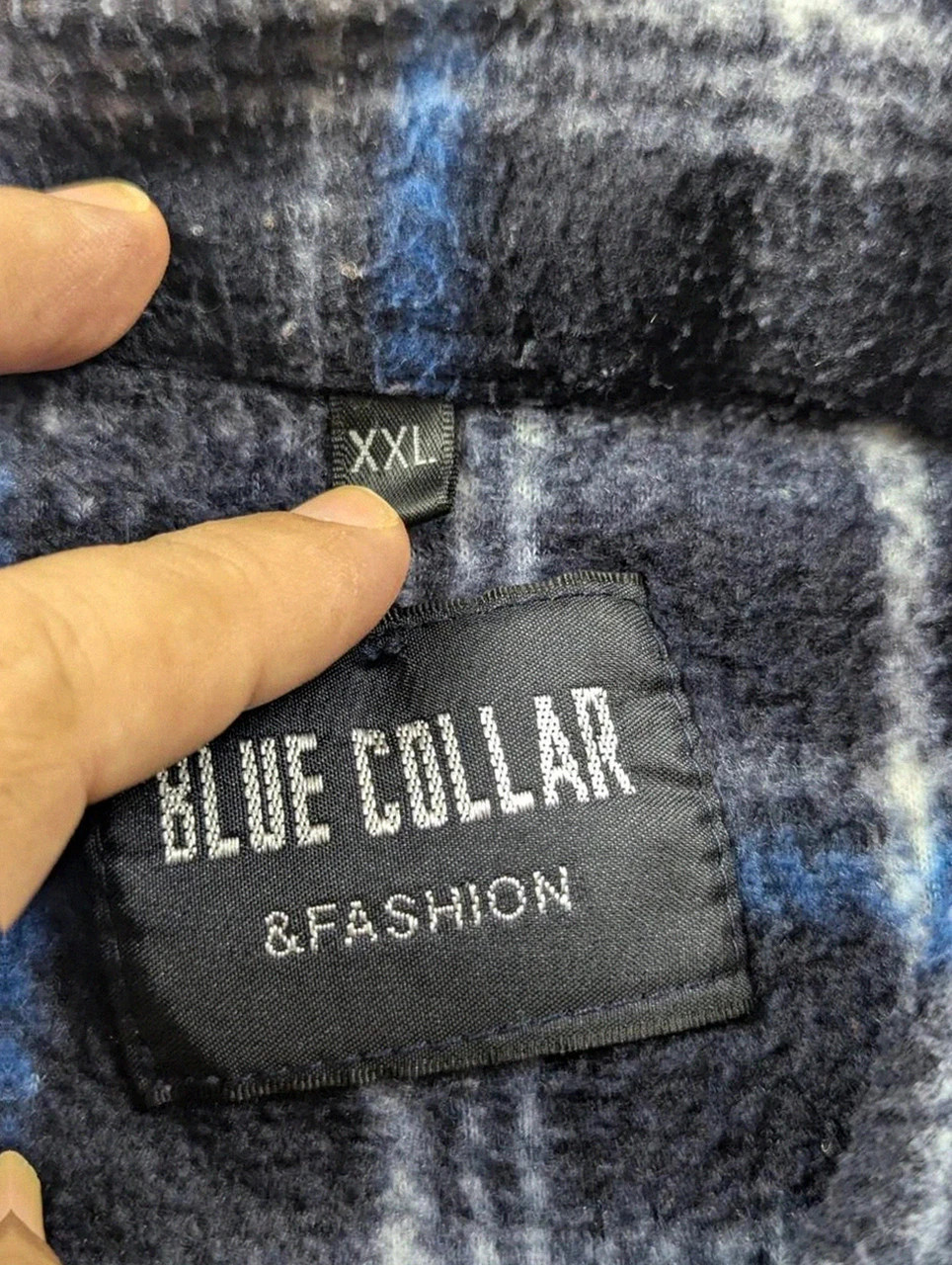 Surchemise polaire vintage Blue Collar carreaux plaid workwear 90s Y2K – Xxl – COLLAR – taille XXL 3