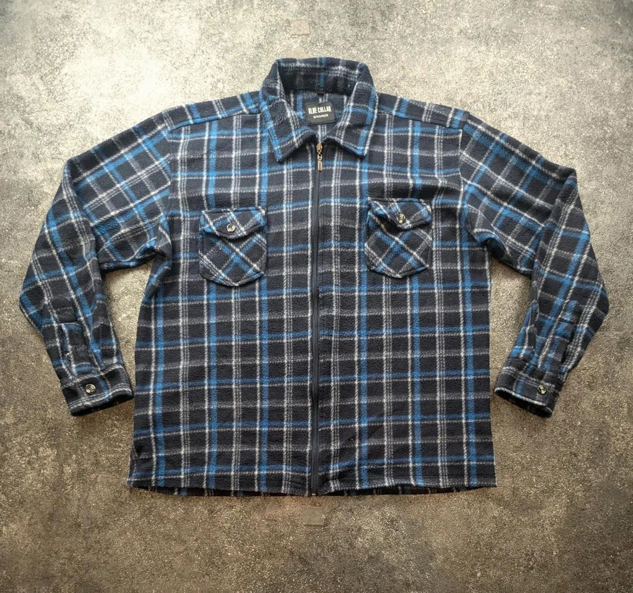 Surchemise polaire vintage Blue Collar carreaux plaid workwear 90s Y2K – Xxl – COLLAR – taille XXL 2