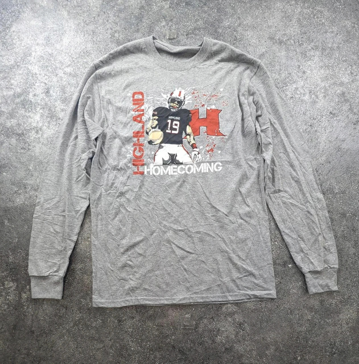 Highland Huskies football long sleeve Xl gris varsity usa college football américain vintage L – Vintage Dressing – taille L 2