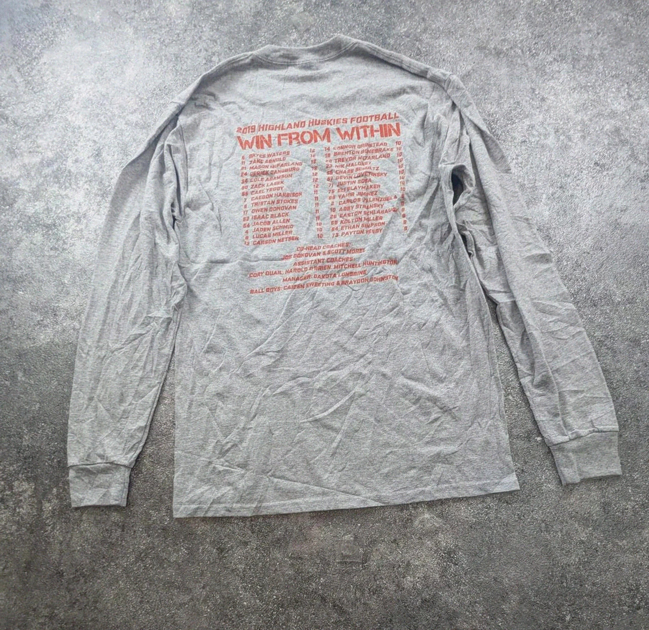 Highland Huskies football long sleeve Xl gris varsity usa college football américain vintage L – Vintage Dressing – taille L 4