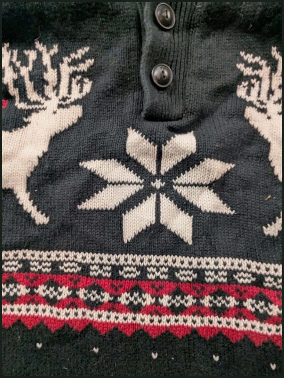 Chaps Pull Fair Isle Noir Rouge Cerfs Nordique 100% Coton Taille L – CHAPS – taille L 5