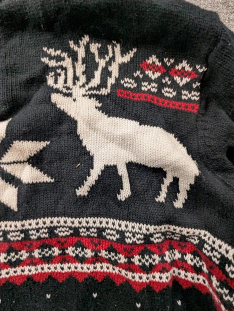 Chaps Pull Fair Isle Noir Rouge Cerfs Nordique 100% Coton Taille L – CHAPS – taille L 3