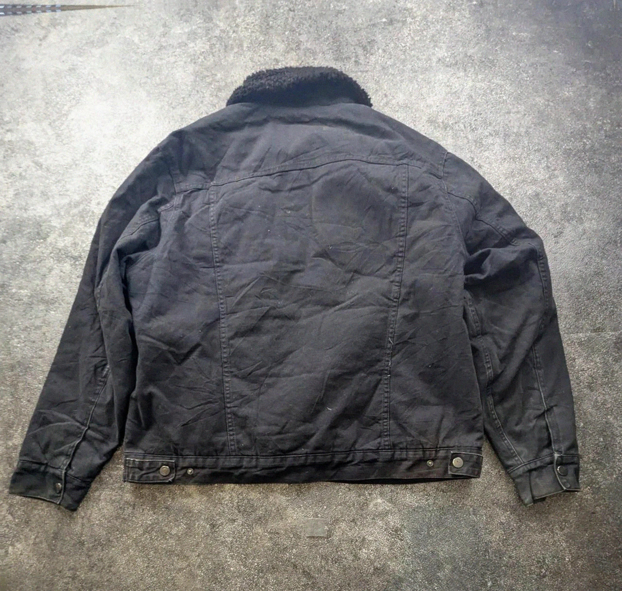Veste workwear Primark XL L noire doublée sherpa – Trucker Jacket patinée – WORKWEAR – taille XL 3