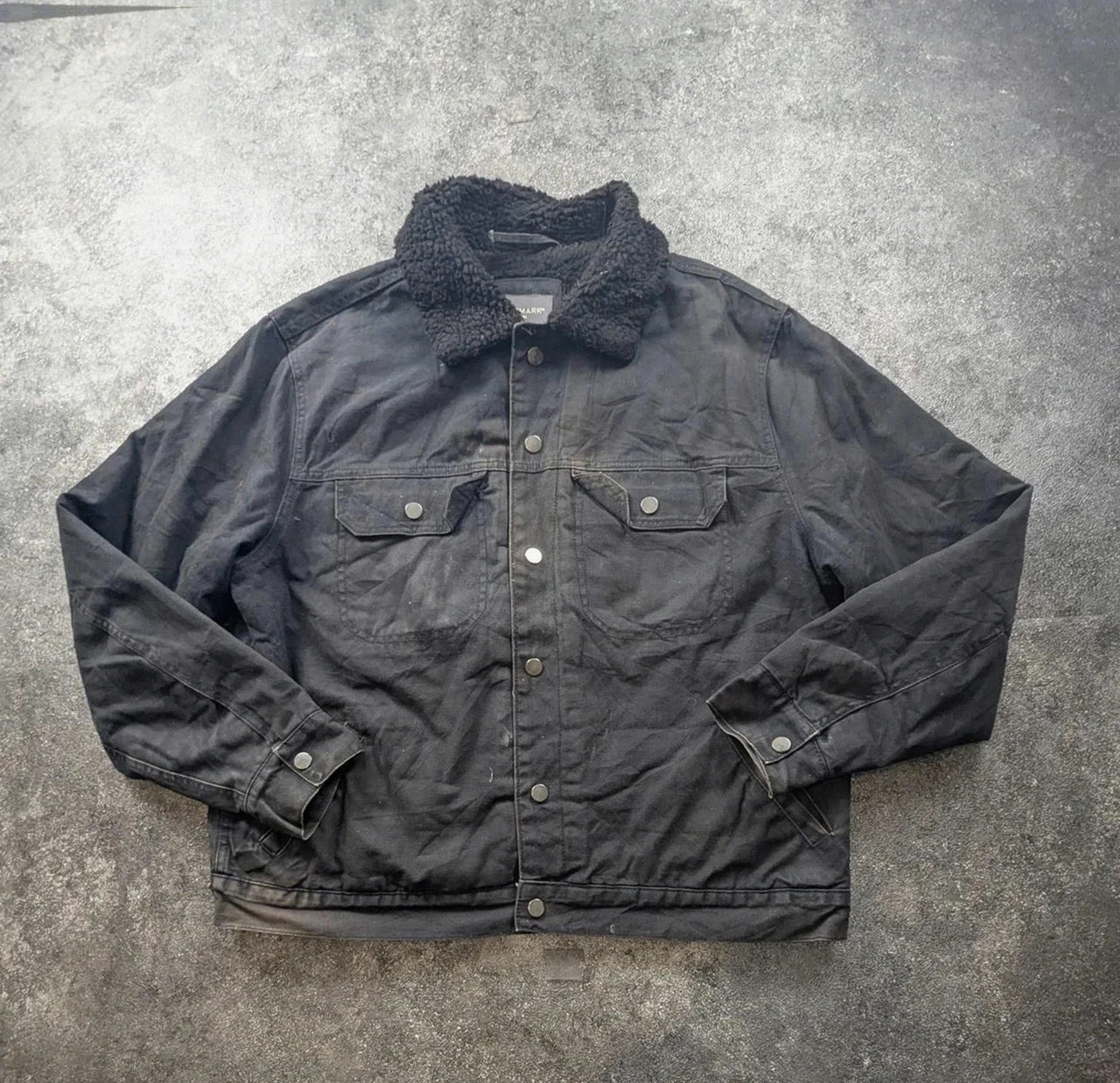 Veste workwear Primark XL L noire doublée sherpa – Trucker Jacket patinée – WORKWEAR – taille XL 2