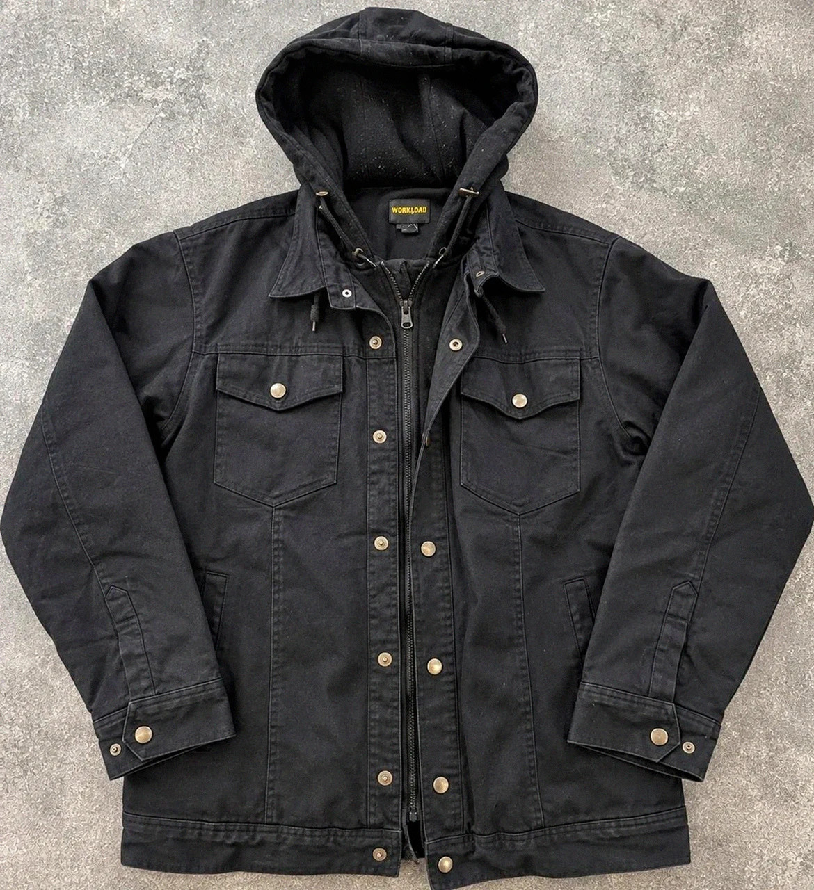 Veste Workwear Workload L Noire Trucker Jacket à Capuche Doublée Utility