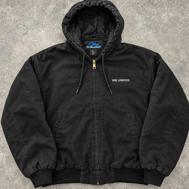 Veste workwear tri-Mountain 2XL noire – Hooded Active Jacket – toile coton doublée YKK – WORKWEAR – taille XXL