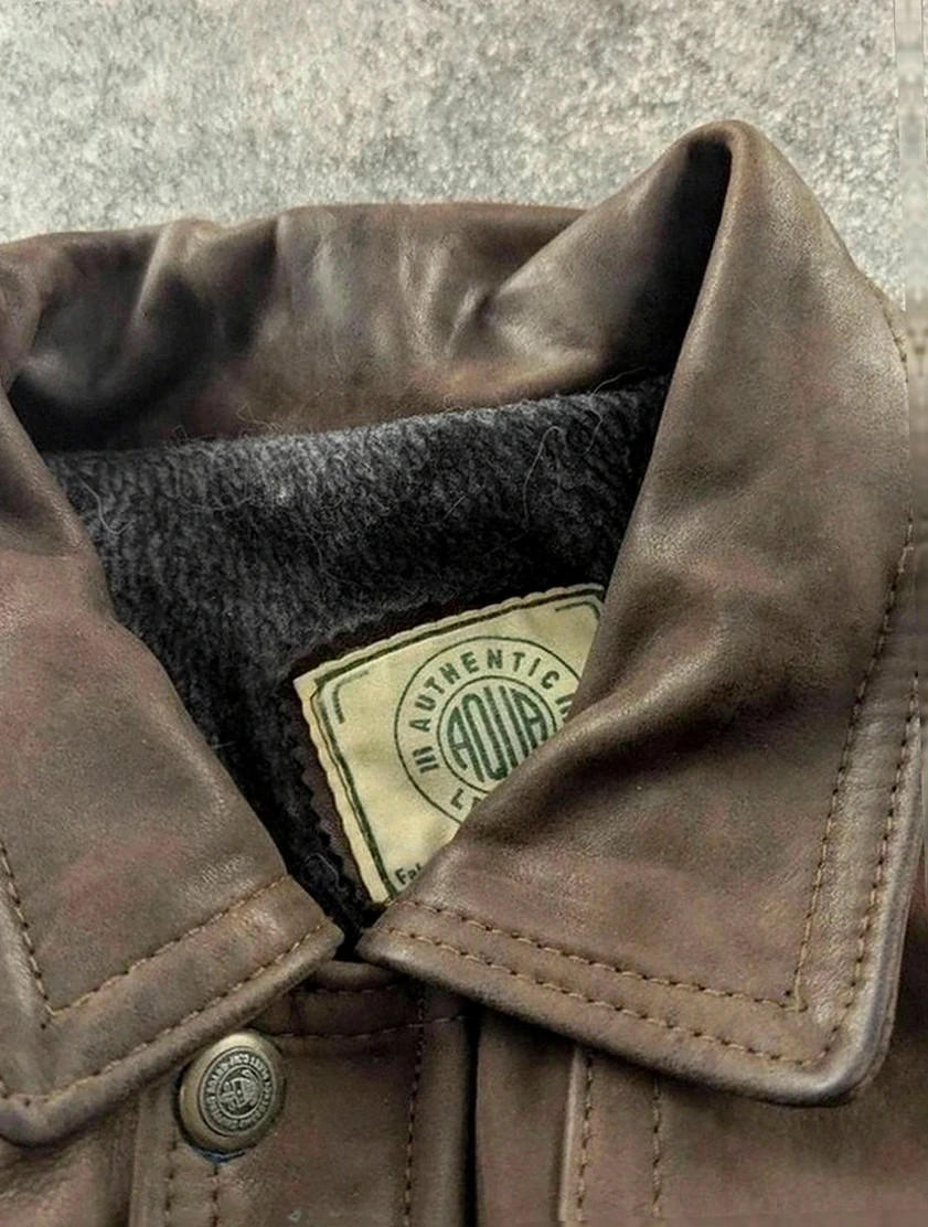 Field jacket Aqua Leather en cuir brun – fabrication française – taille 50 / 3 vintage dressing – Aqua Leather – taille L 5