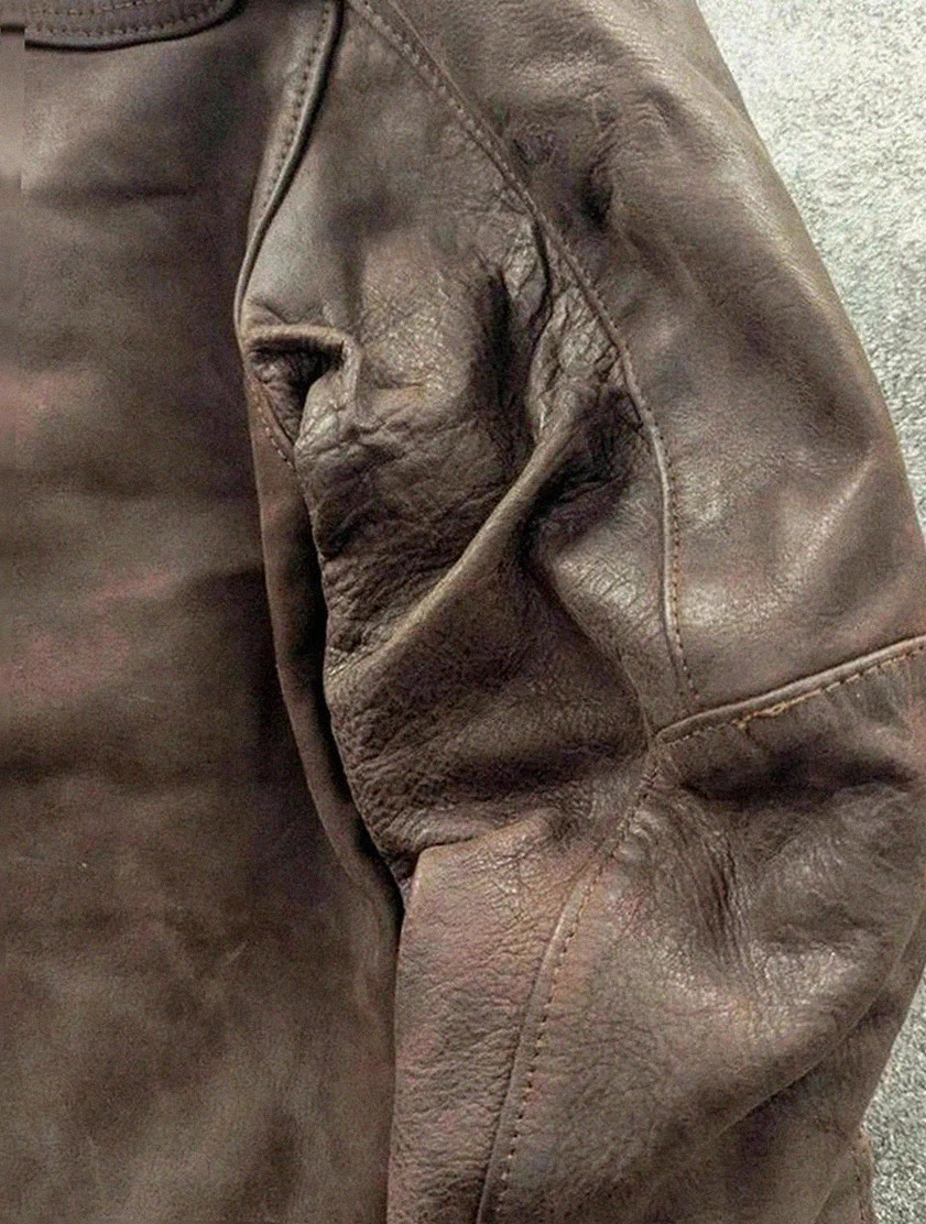Field jacket Aqua Leather en cuir brun – fabrication française – taille 50 / 3 vintage dressing – Aqua Leather – taille L 3