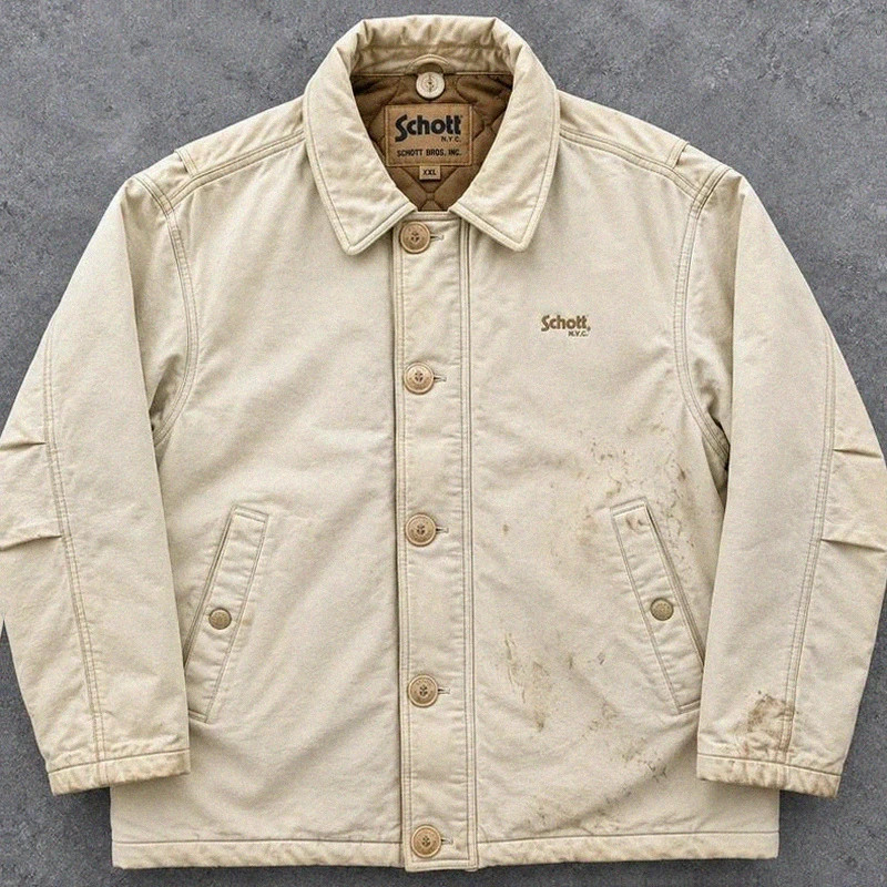 Schott NYC veste workwear vintage XXL canvas Hollofil II patinée utility jacket