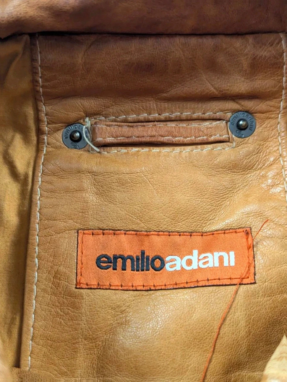 Emilio Adani veste cuir d’agneau Lamb Nappa T56 Xxl cognac biker moto vintage – Emilio Adani – taille XXL 4
