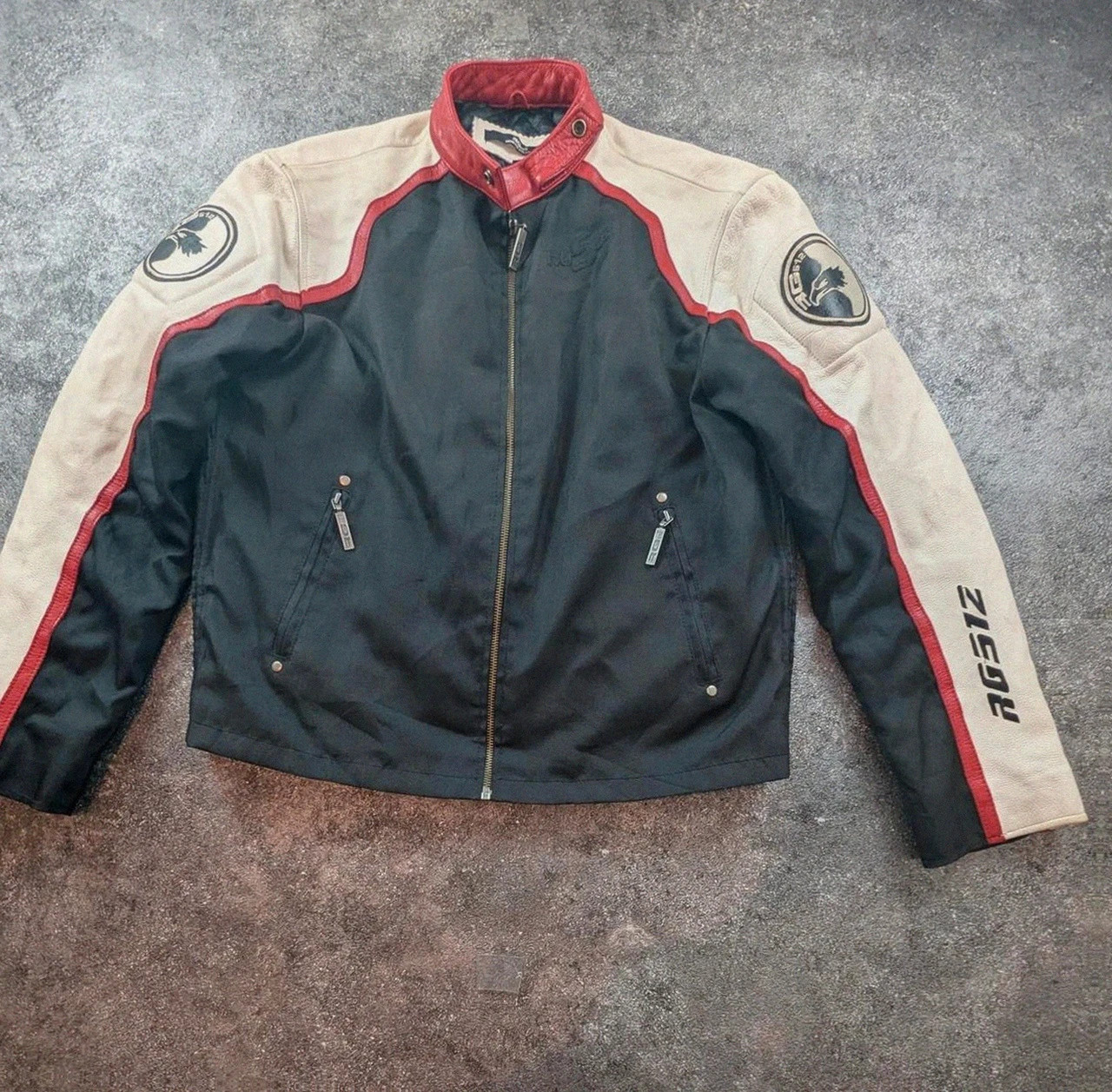 Veste biker moto racing RG512 cuir véritable Y2K noir rouge crème taille L – RG512 – taille L 2