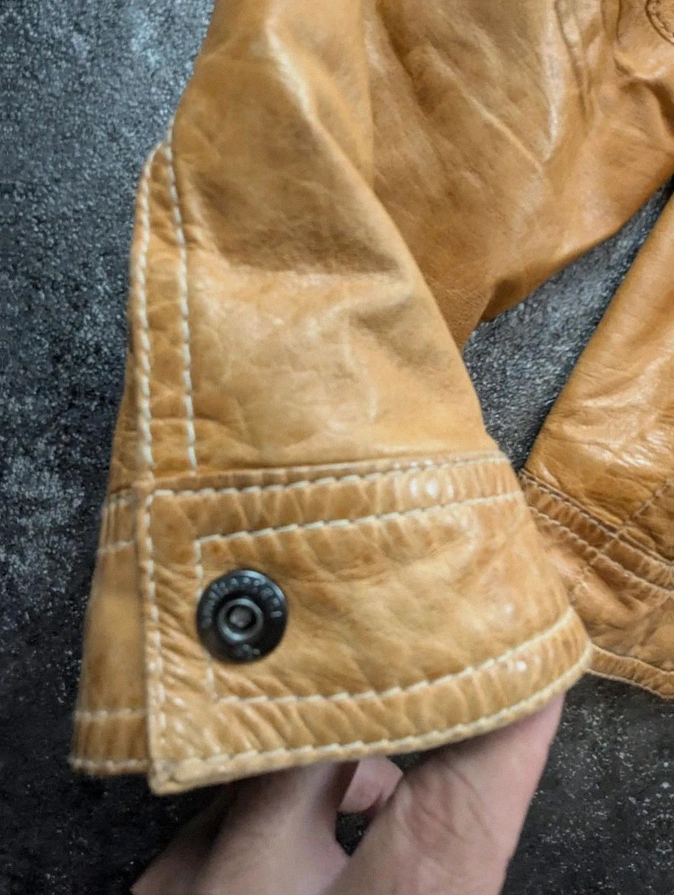 Emilio Adani veste cuir d’agneau Lamb Nappa T56 Xxl cognac biker moto vintage – Emilio Adani – taille XXL 5
