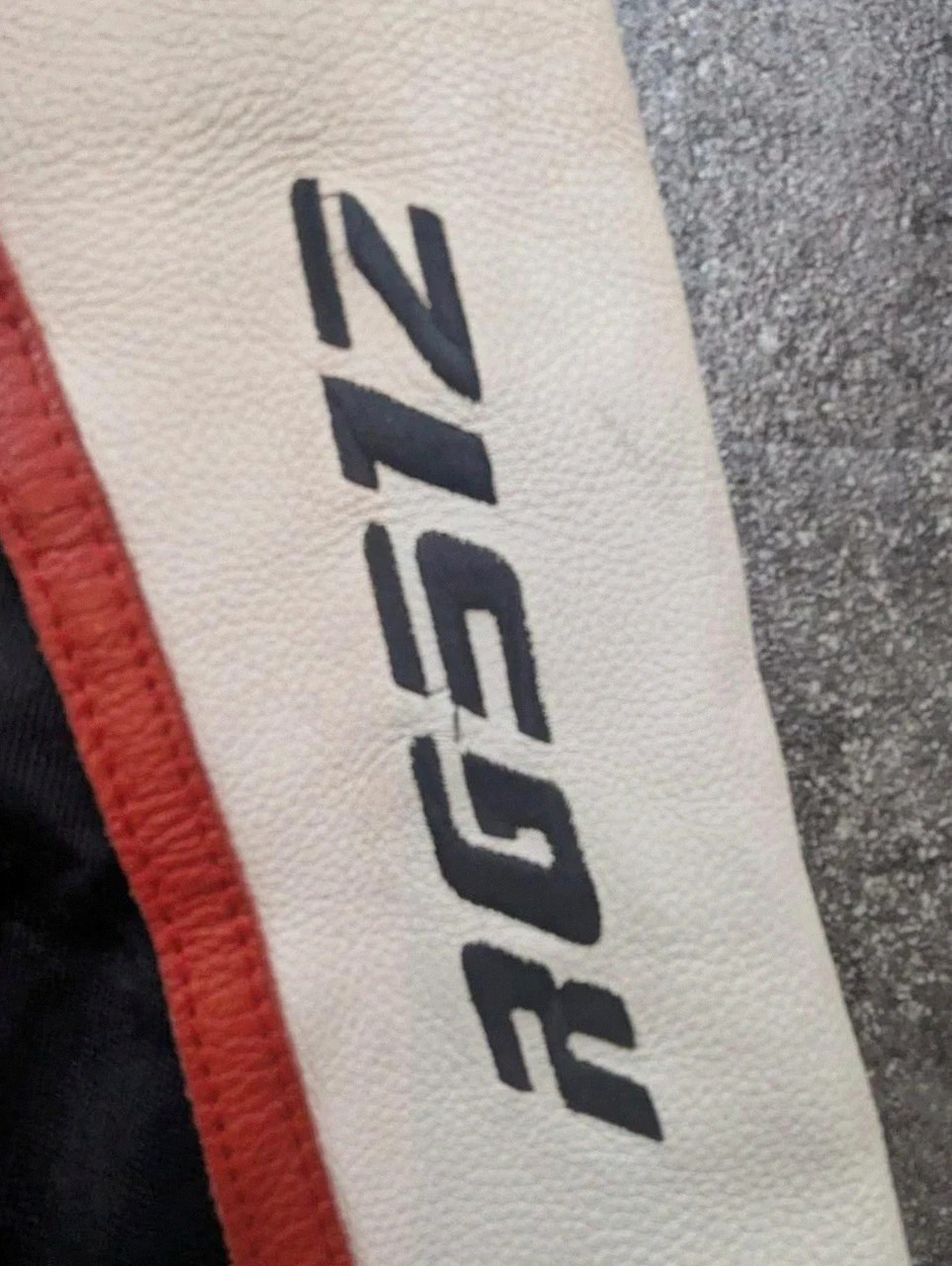 Veste biker moto racing RG512 cuir véritable Y2K noir rouge crème taille L – RG512 – taille L 4