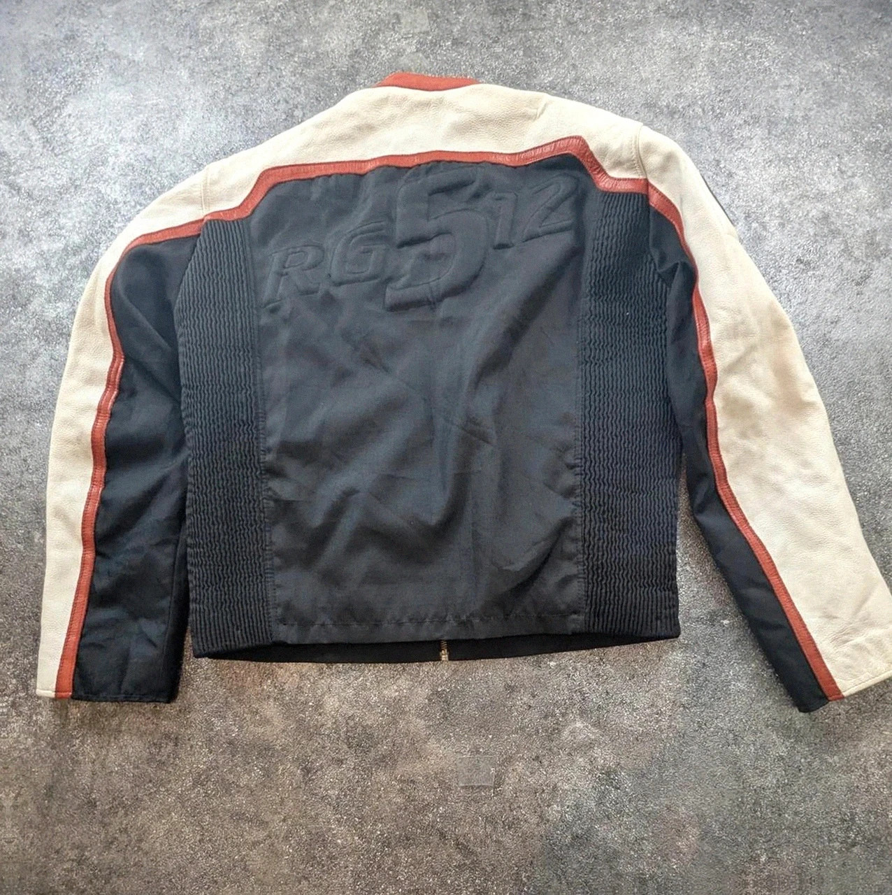 Veste biker moto racing RG512 cuir véritable Y2K noir rouge crème taille L – RG512 – taille L 3