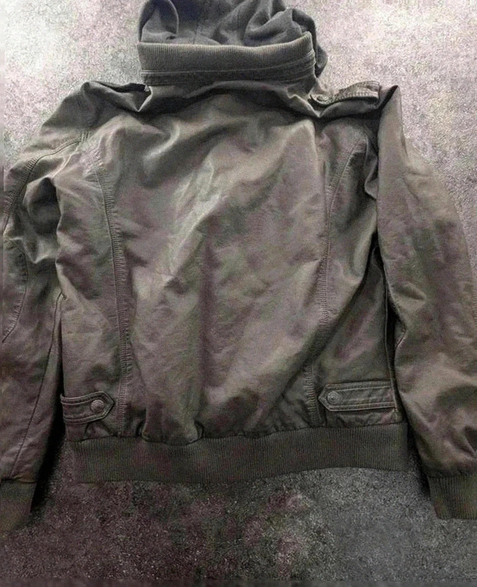Blouson Indigo style biker en similicuir gris capuche amovible Xxl vintage look streetwear urbain – Indigo – taille XXL 2