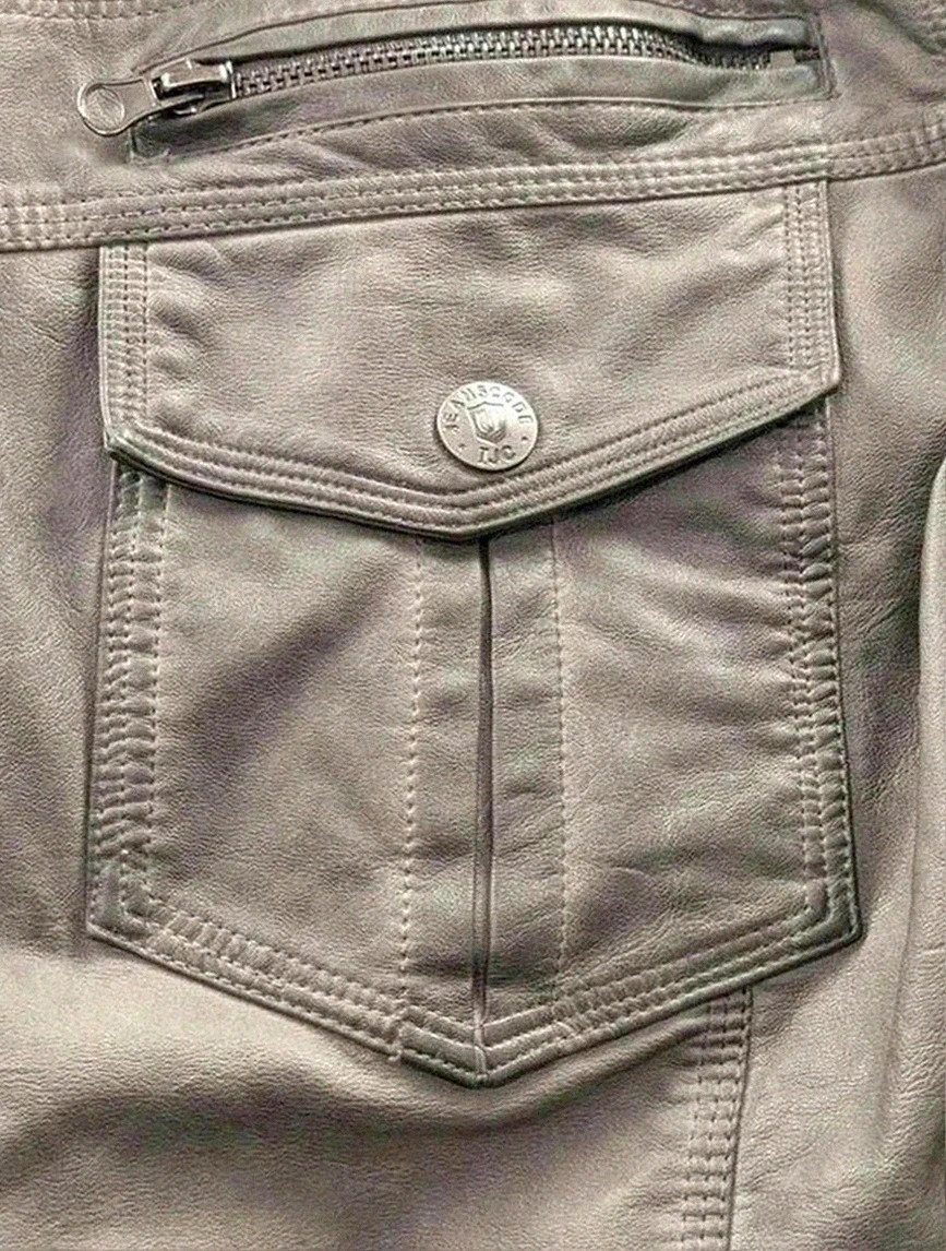 Blouson Indigo style biker en similicuir gris capuche amovible Xxl vintage look streetwear urbain – Indigo – taille XXL 3