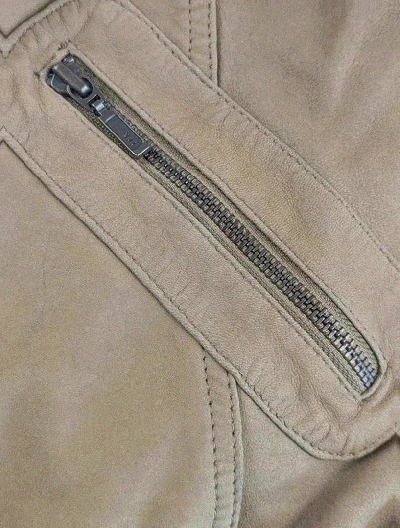Blouson cuir de mouton Jilani Collection beige taille L 42 style biker aviateur vintage dressing – Jilani – taille XL / 42 / 14 3