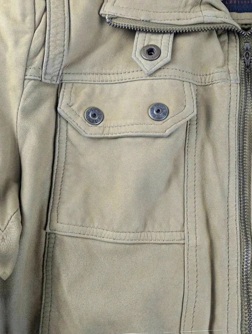 Blouson cuir de mouton Jilani Collection beige taille L 42 style biker aviateur vintage dressing – Jilani – taille XL / 42 / 14 5