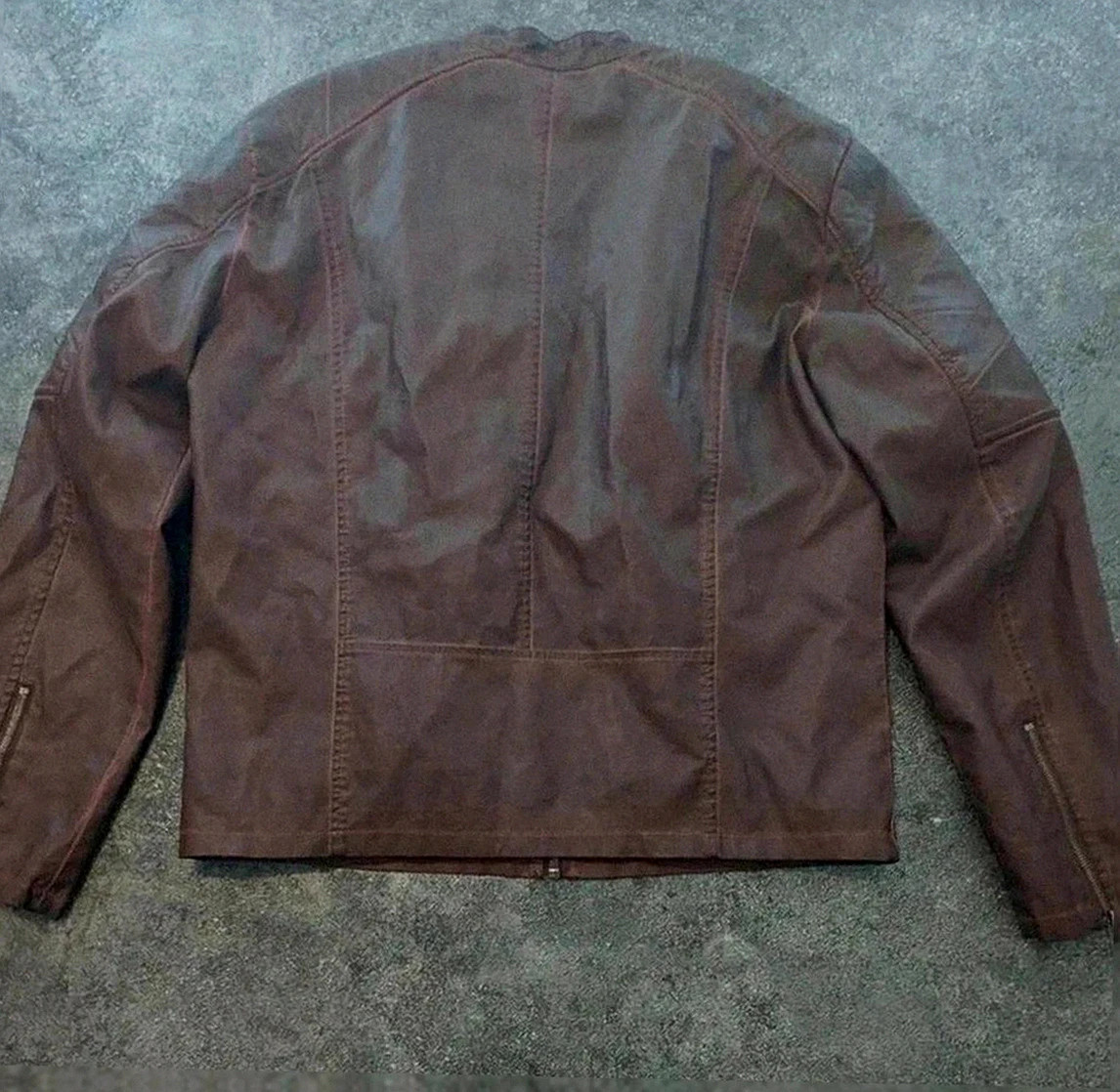 Blouson biker Hi Buxter marron simili cuir taille 54 look vintage dressing casual streetwear – HI Buxter – taille XL 2