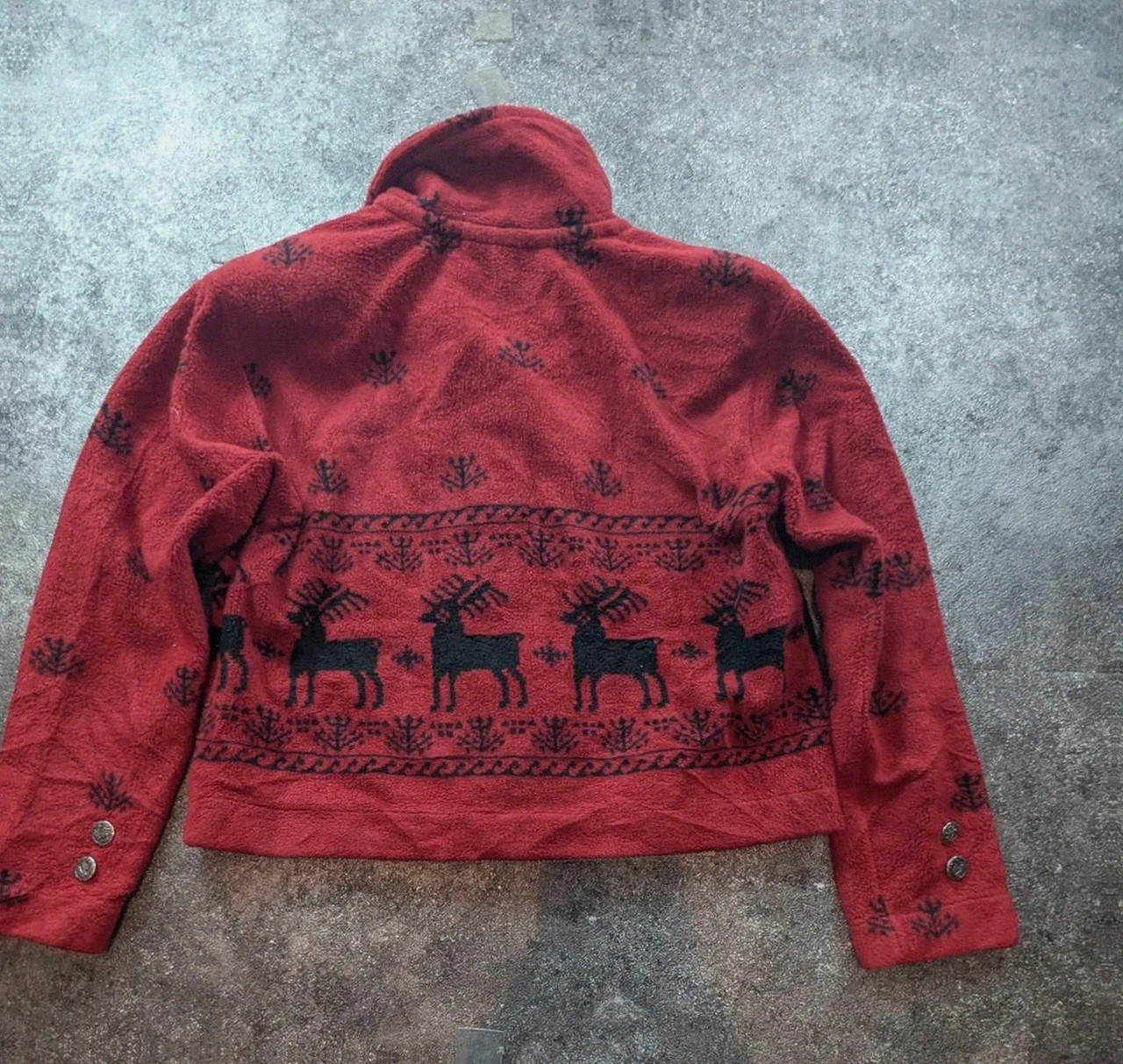County Clothing Co veste polaire vintage renne nordique bordeaux cropped Made in Canada L – Vintage Dressing – taille L / 40 / 12 3