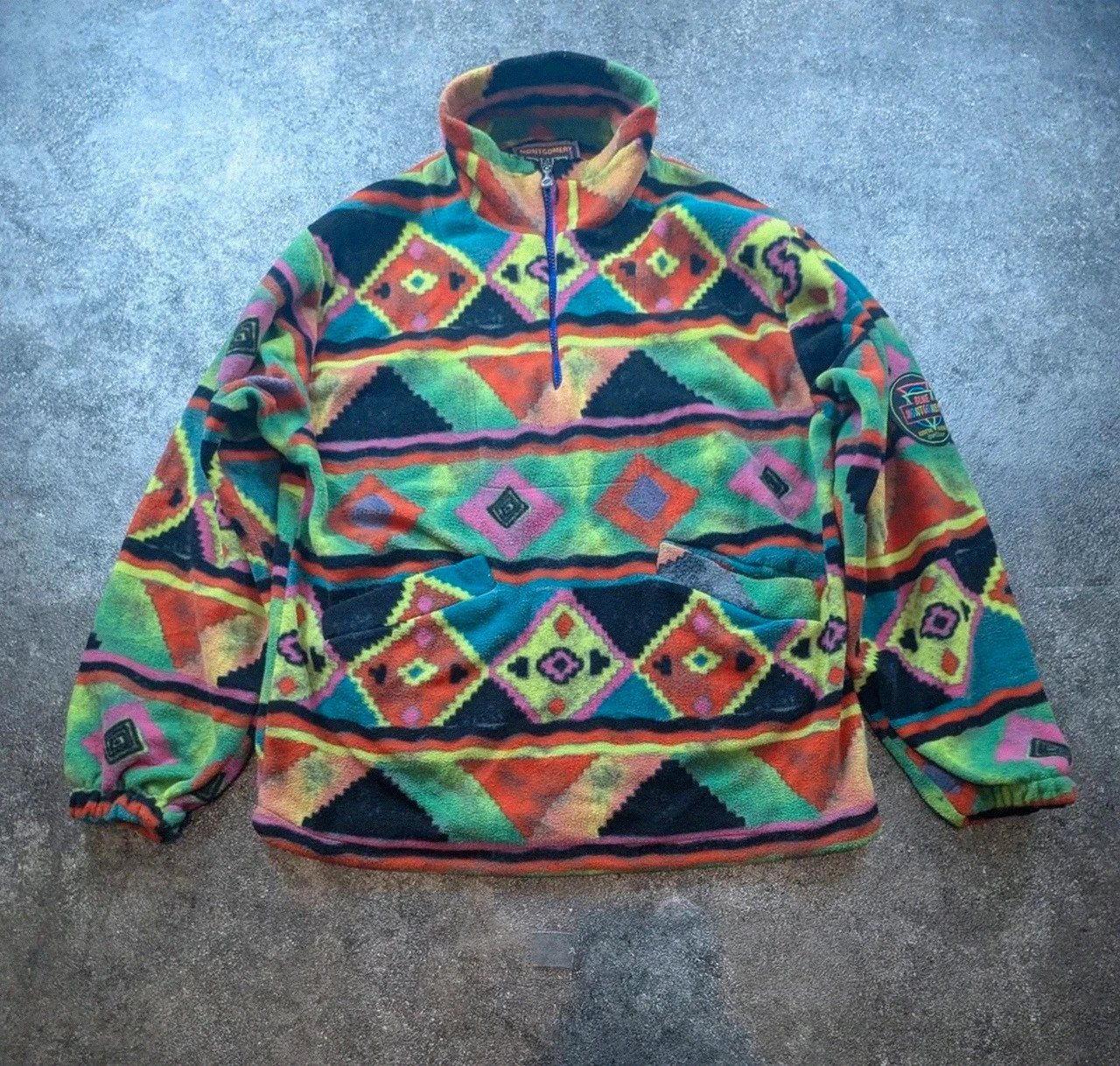 Montgomery Blue 1985 polaire vintage crazy aztec Made in Italy L Xl – Montgomery – taille XL 4