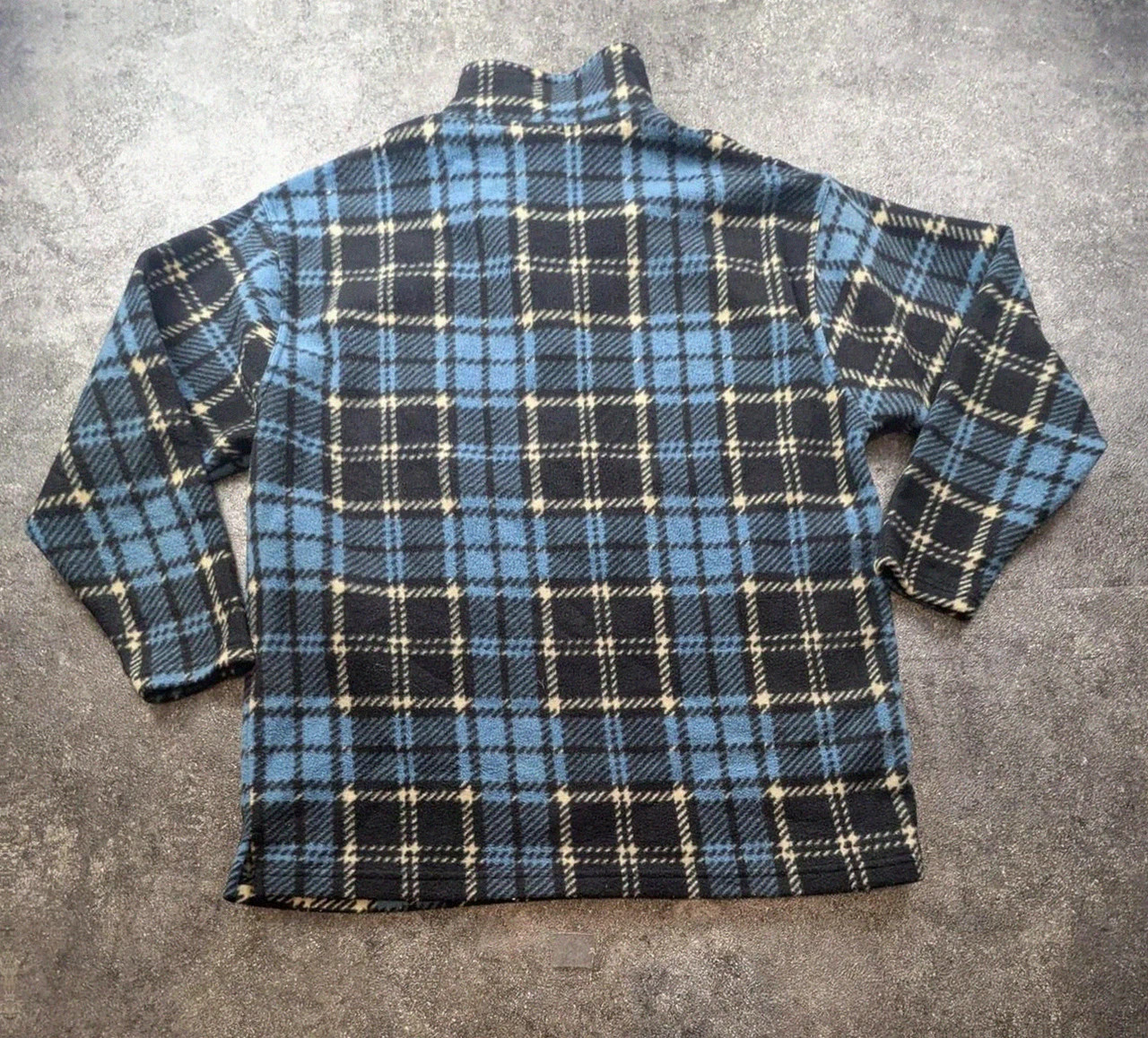 Polaire vintage Let’s Go Collection tartan bleu noir Half Zip – M – Let's Go – taille M 3