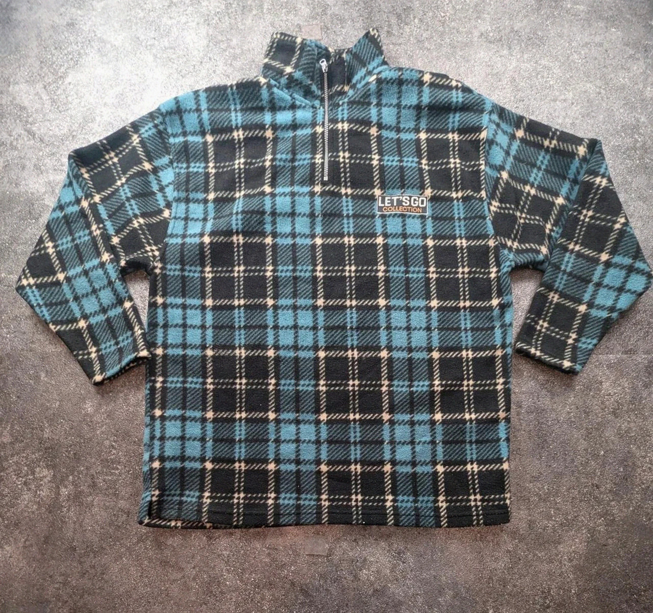 Polaire vintage Let’s Go Collection tartan bleu noir Half Zip – M – Let's Go – taille M 2
