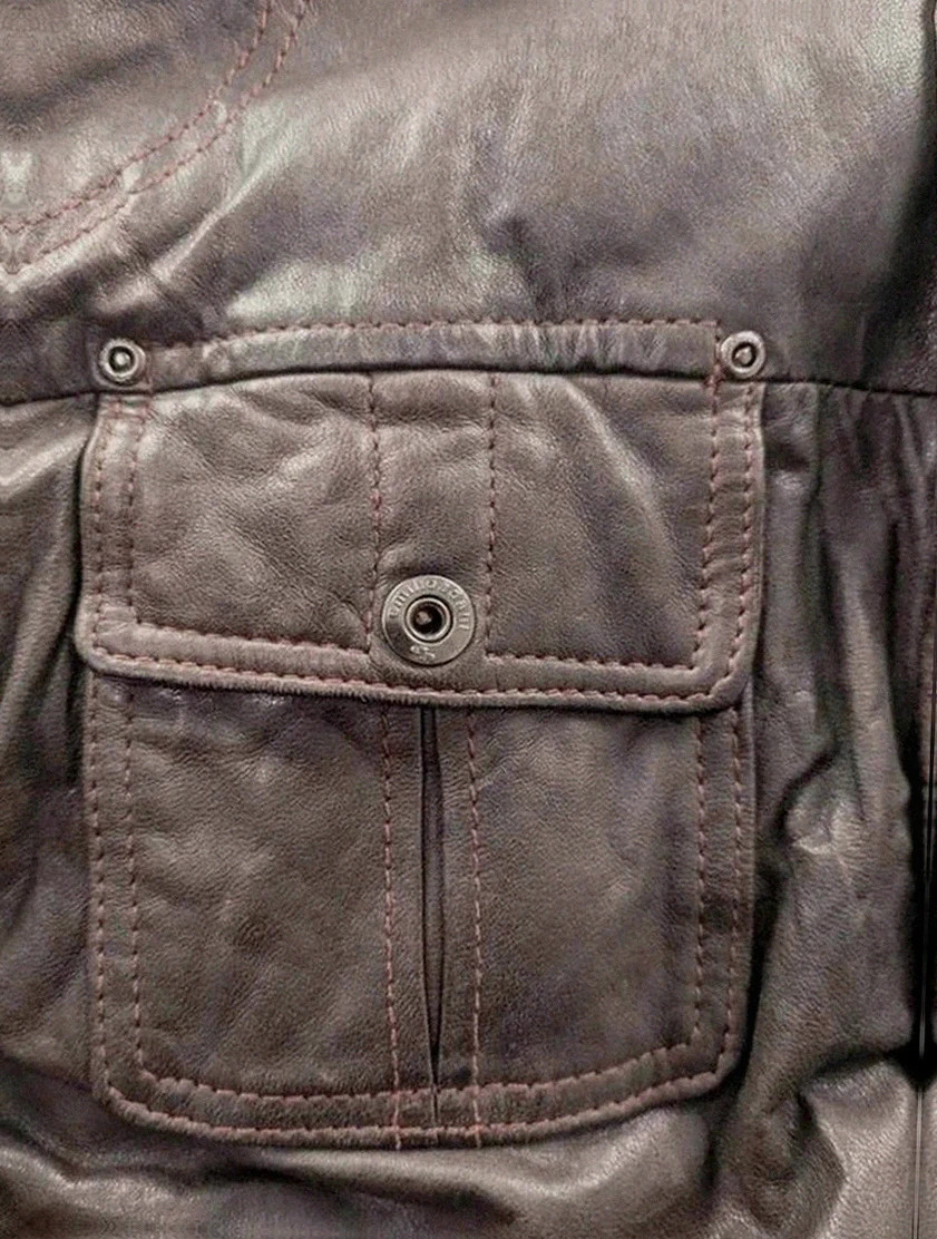 Field jacket emilio adani en cuir d’agneau brun – look vintage – taille 50 vintage dressing – Emilio Adani – taille L 3