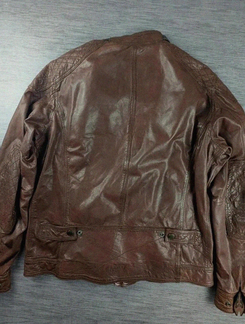 Blouson cuir de bœuf marron Massimo Dutti style motard aviateur vintage taille Xxl belle patine – Massimo Dutti – taille XXL 2