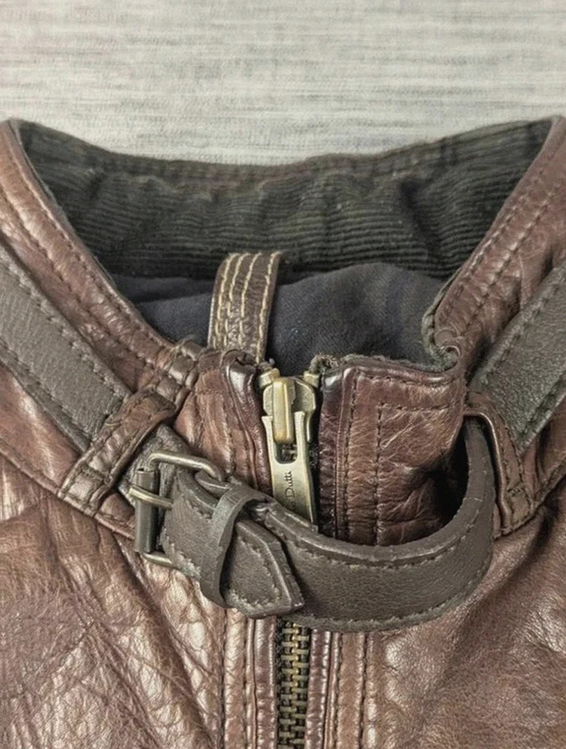 Blouson cuir de bœuf marron Massimo Dutti style motard aviateur vintage taille Xxl belle patine – Massimo Dutti – taille XXL 3