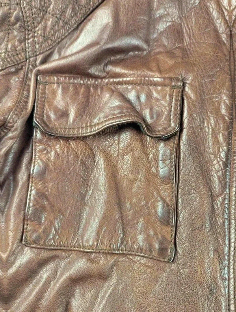 Blouson cuir de bœuf marron Massimo Dutti style motard aviateur vintage taille Xxl belle patine – Massimo Dutti – taille XXL 5