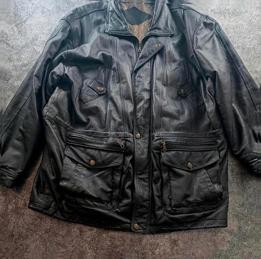 veste cuir finnegan noir cuir épais vintage dressing taille 58 workwear biker Xxl