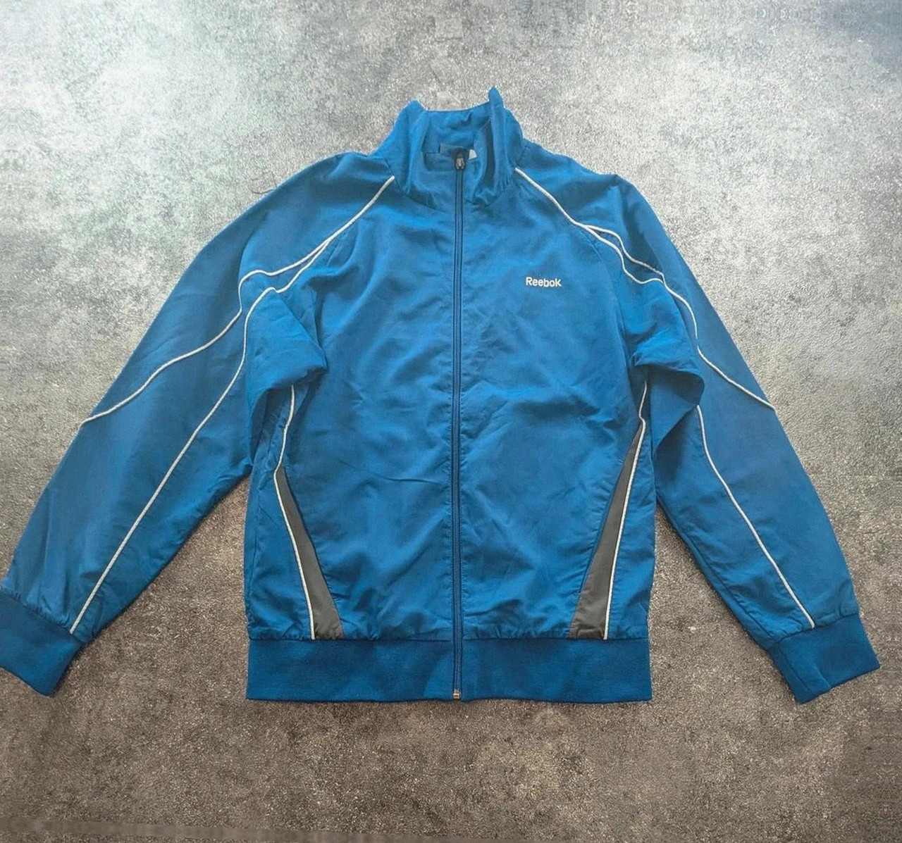 Veste Reebok vintage bleue zip vintage sport streetwear logo brodé taille S