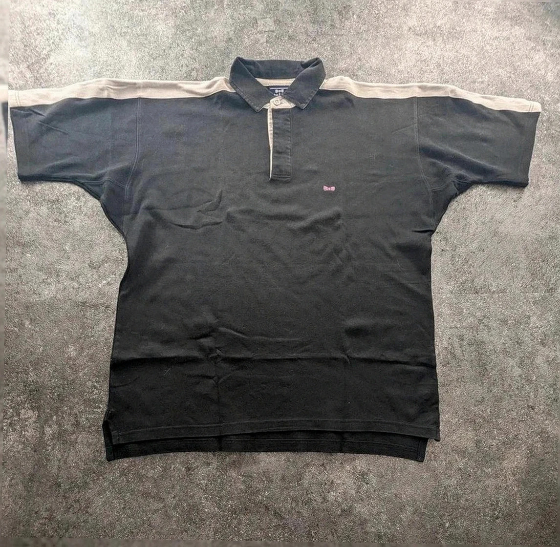 Polo eden park rugby noir oversize vintage taille L outdoor gorpcore