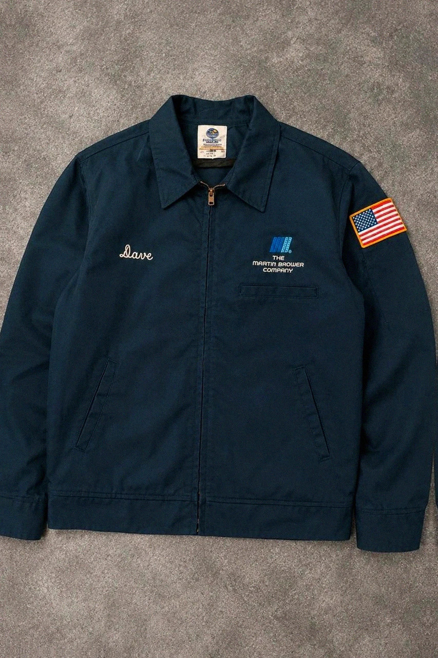 Veste Riverside Workwear Flexbac 42 M Usa Vintage American Flag Patch Martin Brower Company