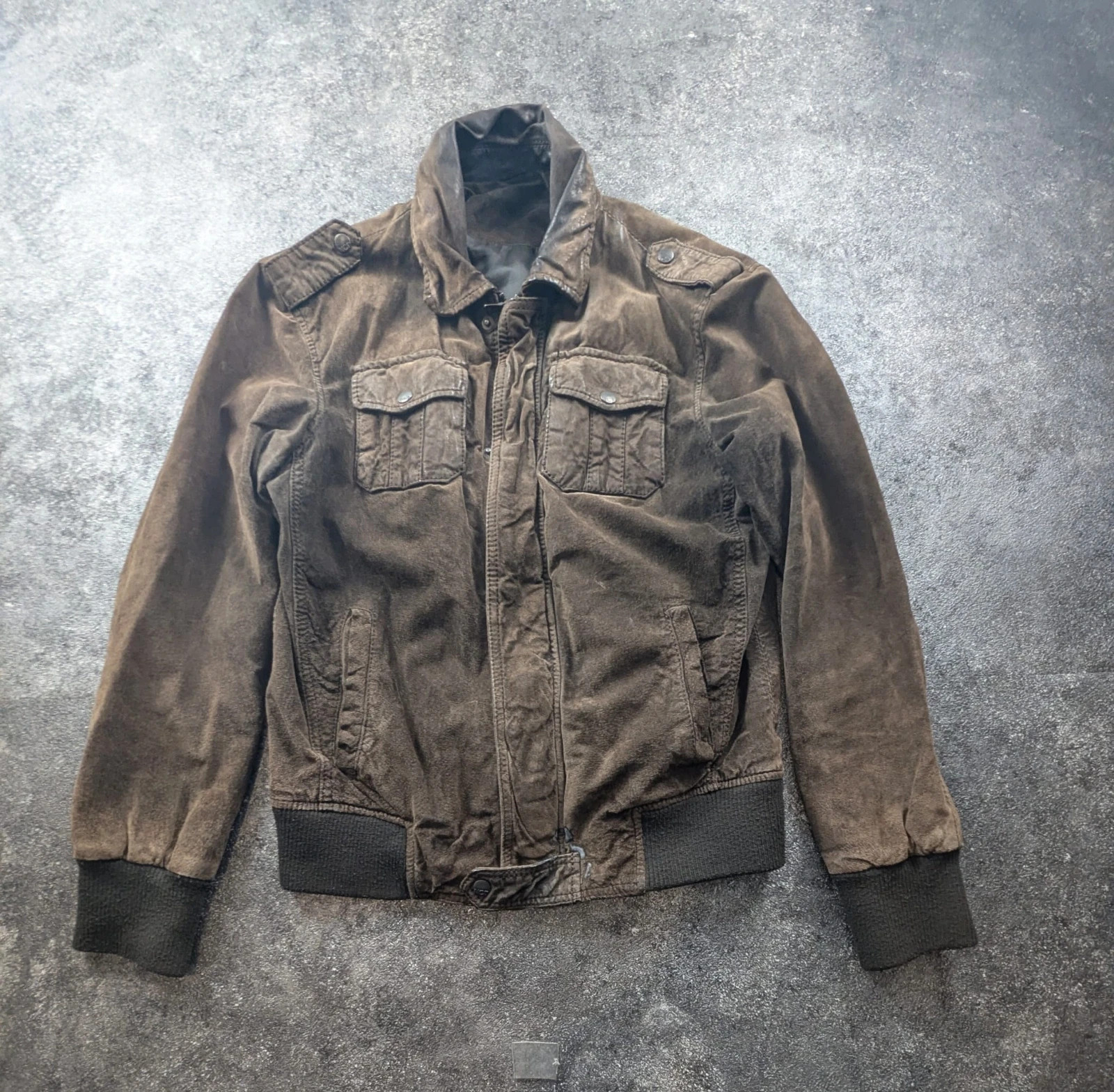 Devred blouson en daim marron patiné – Veste workwear militaire vintage – Devred – taille S 2