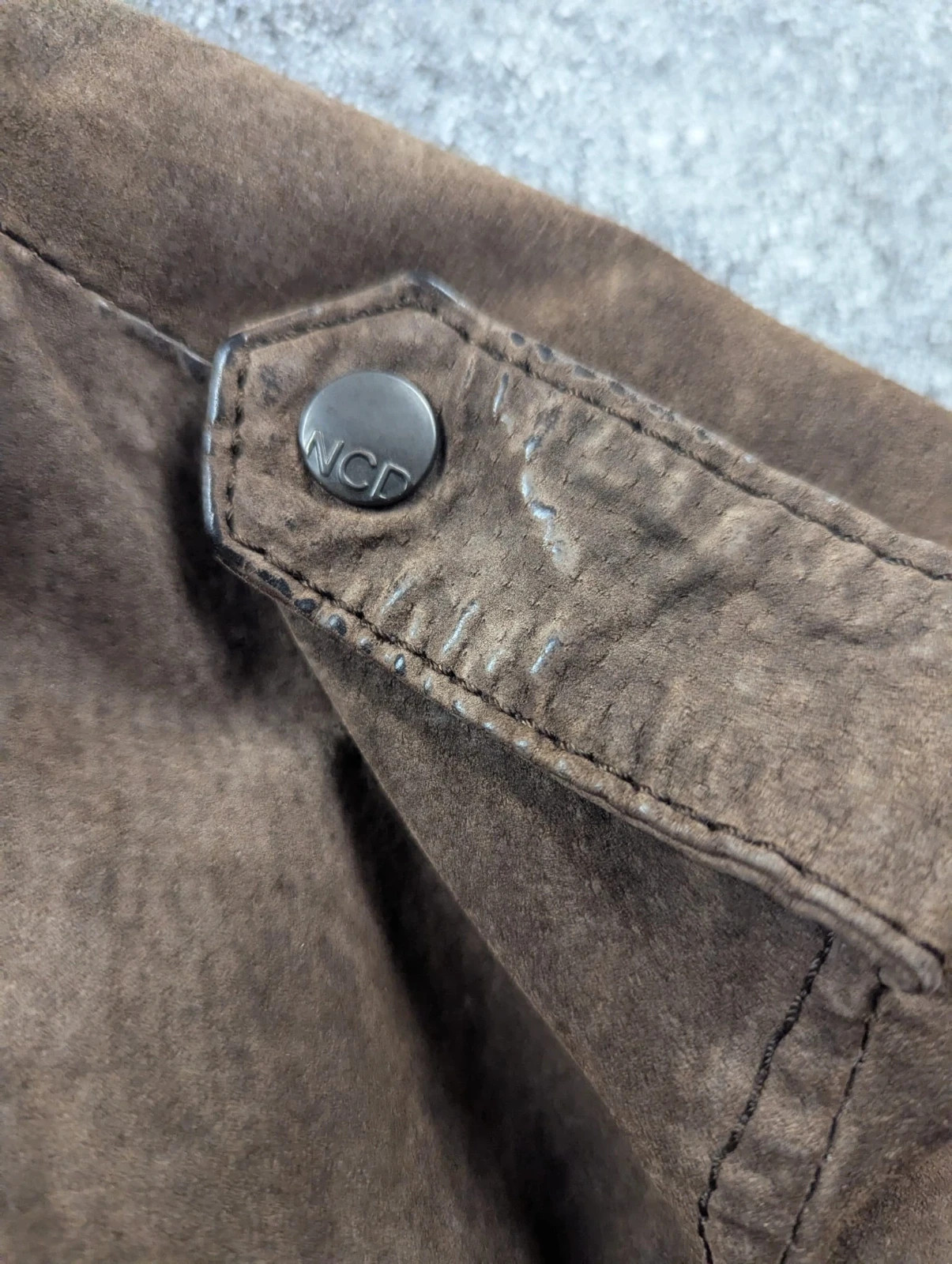 Devred blouson en daim marron patiné – Veste workwear militaire vintage – Devred – taille S 4