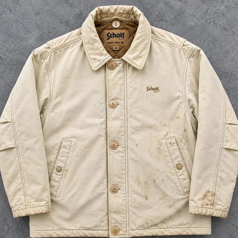 Schott NYC veste workwear vintage XXL canvas Hollofil II patinée utility jacket