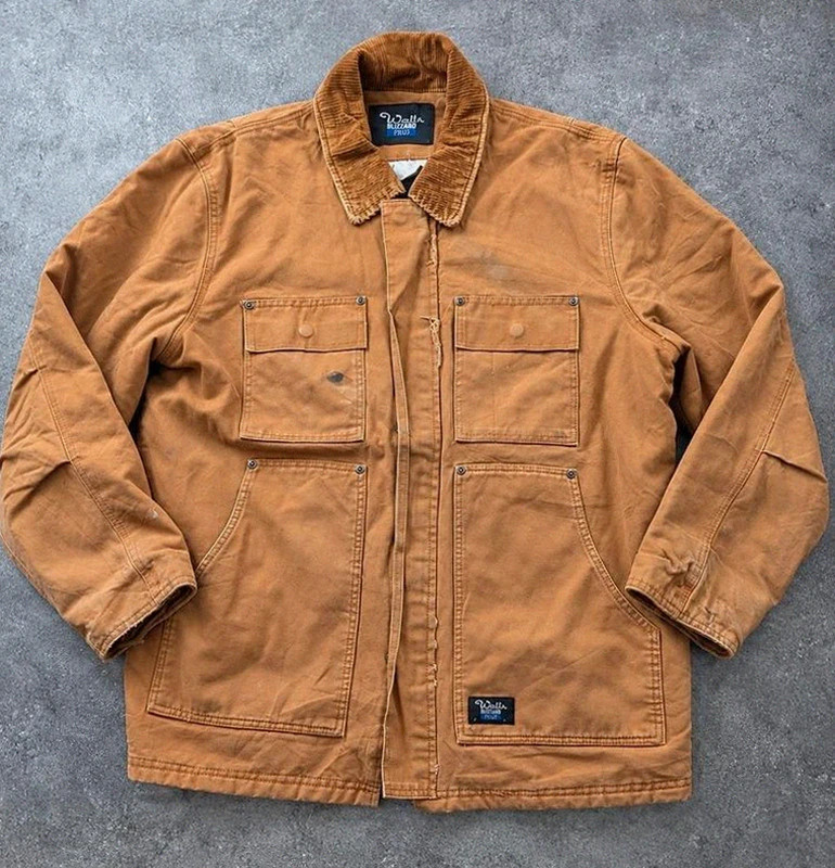 Veste workwear vintage Walls Blizzard Pruf L canvas marron chore jacket doublée