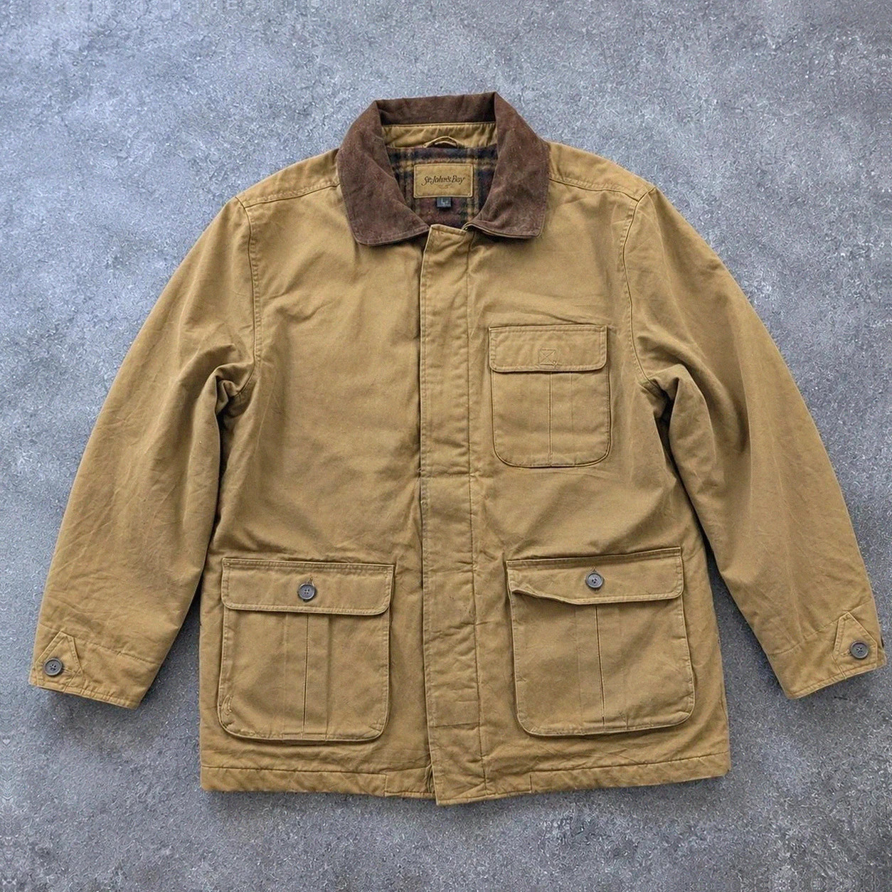 St. John’s Bay veste workwear vintage L Field Jacket toile doublée col suédine