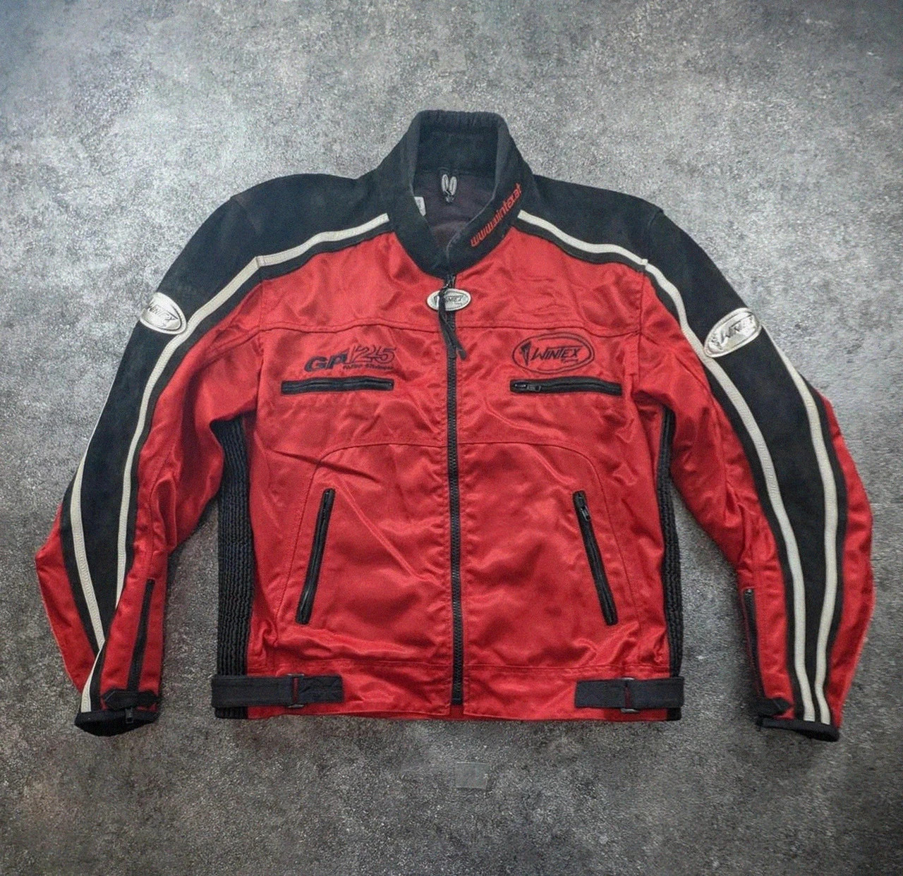 Veste moto Wintex Racing GP125 rouge noire daim protections biker Y2K 56 vintage dressing – Vintage Dressing – taille XL 2