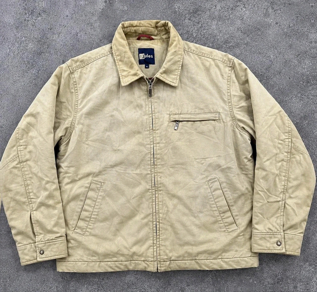 Veste Jules XL Workwear Vintage Beige – Worker Jacket Utility Toile Matelassée