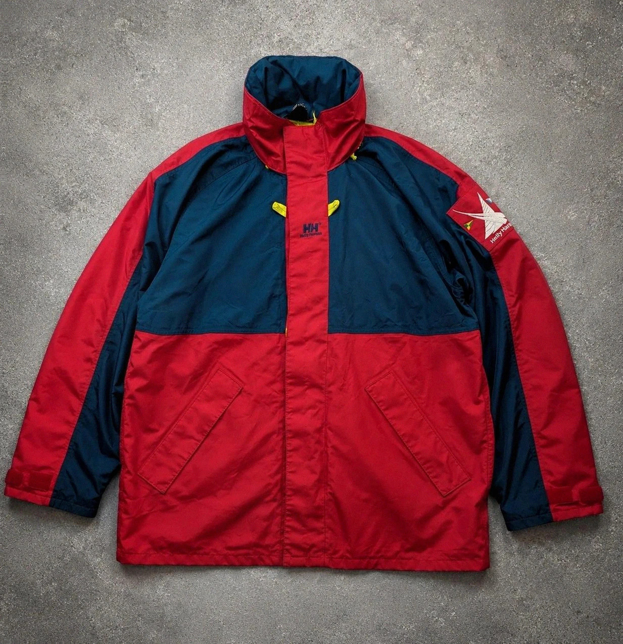 Veste Imperméable Helly Hansen Homme S Oversize Rouge Bleu Capuche Sailing Nautique Vintage – Helly Hansen – taille S