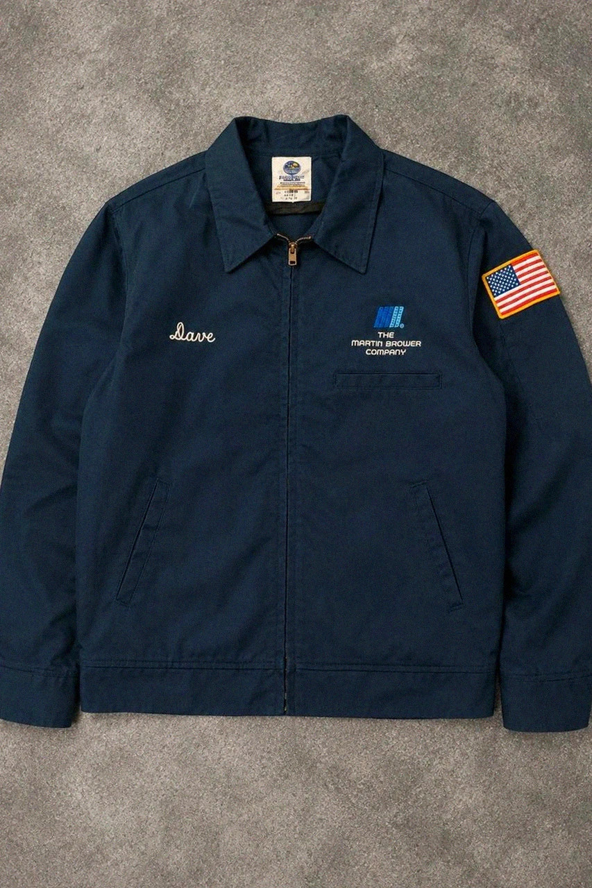 Veste Riverside Workwear Flexbac 42 M Usa Vintage American Flag Patch Martin Brower Company