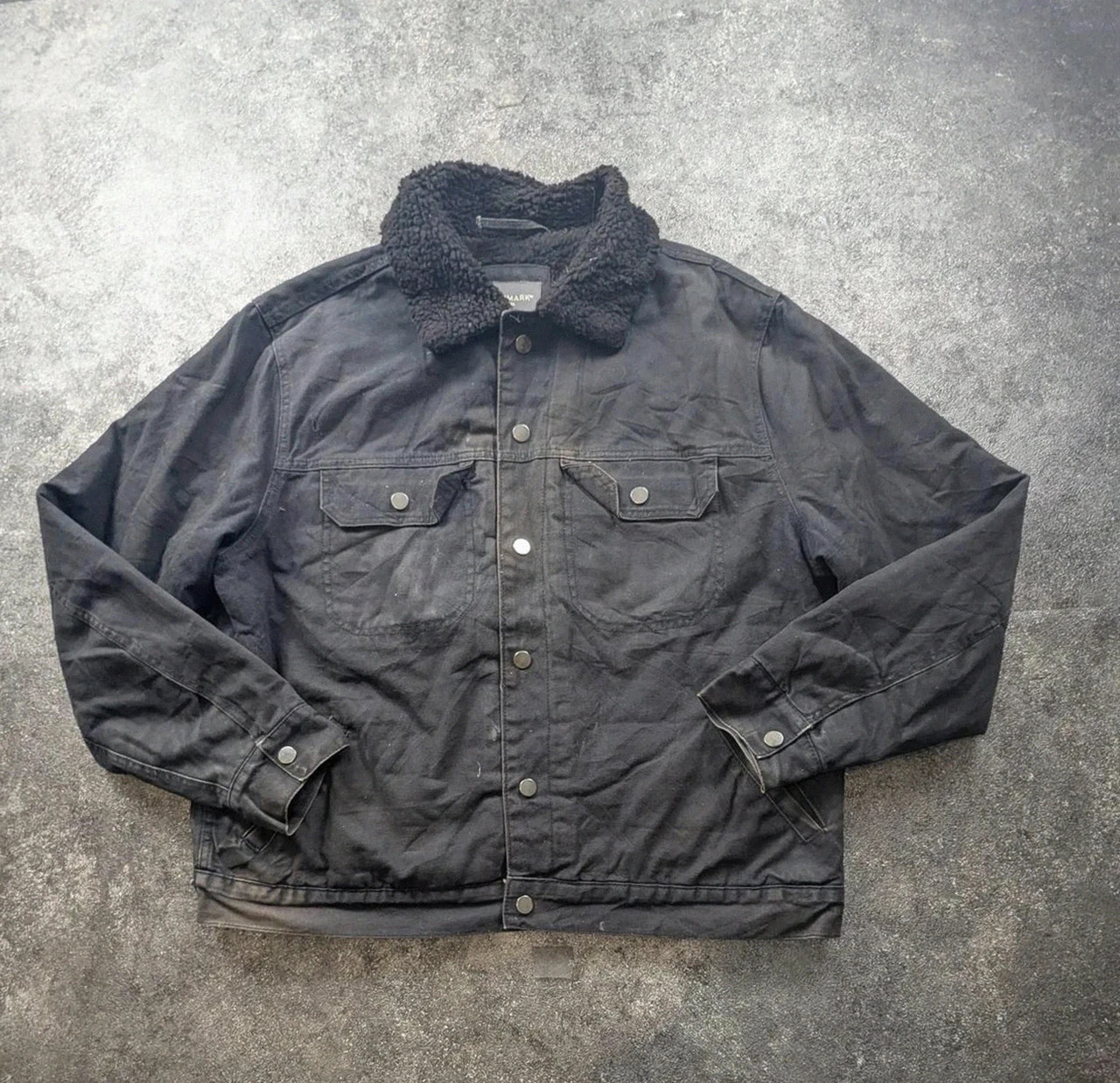 Veste workwear Primark XL L noire doublée sherpa – Trucker Jacket patinée – WORKWEAR – taille XL 2