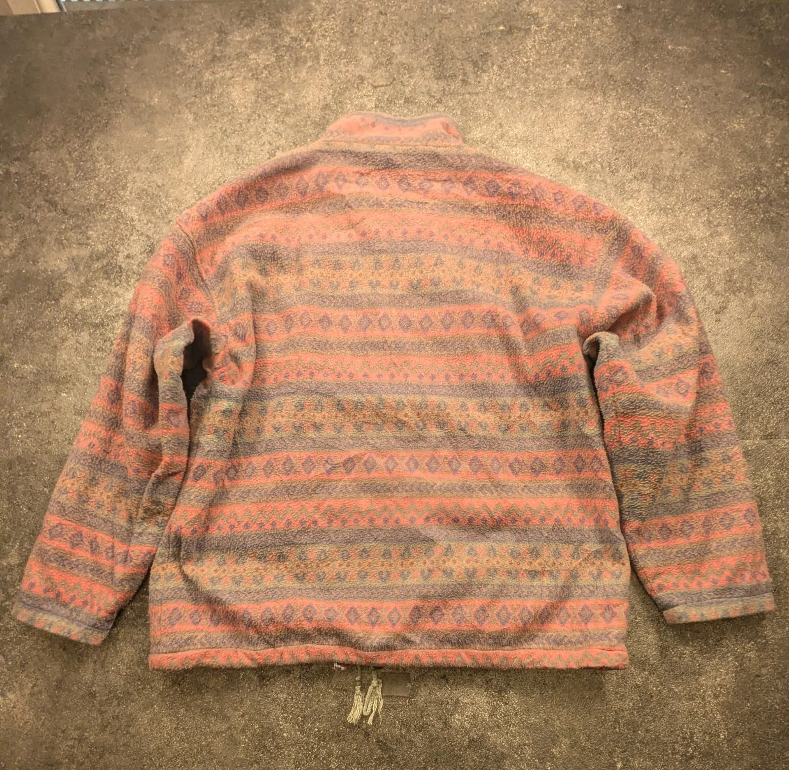 Polaire vintage crazy pattern full zip motifs géométriques faded rose gris L/XL – Vintage Dressing – taille L 3