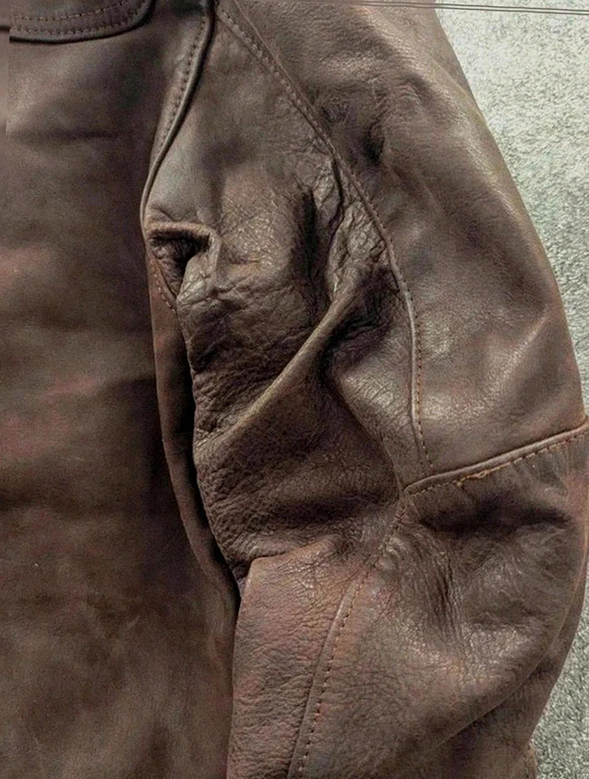 Field jacket Aqua Leather en cuir brun – fabrication française – taille 50 / 3 vintage dressing – Aqua Leather – taille L 3