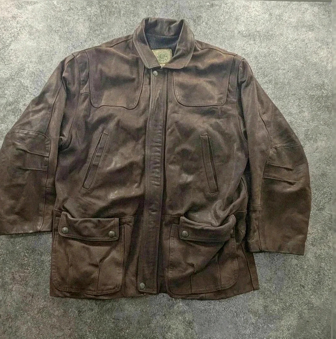 Field jacket Aqua Leather en cuir brun – fabrication française – taille 50 / 3 vintage dressing